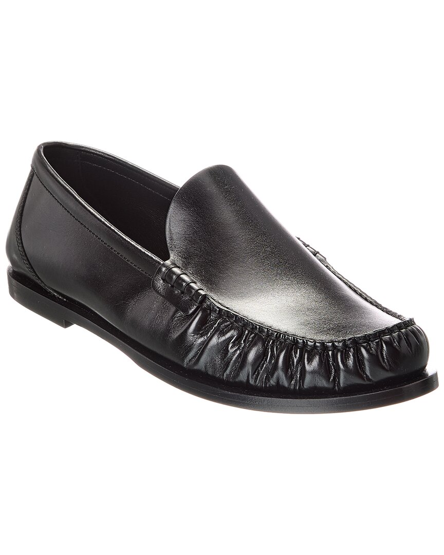 Saint Laurent Laurent Ruched Detail Flat Sole Loafers In Black
