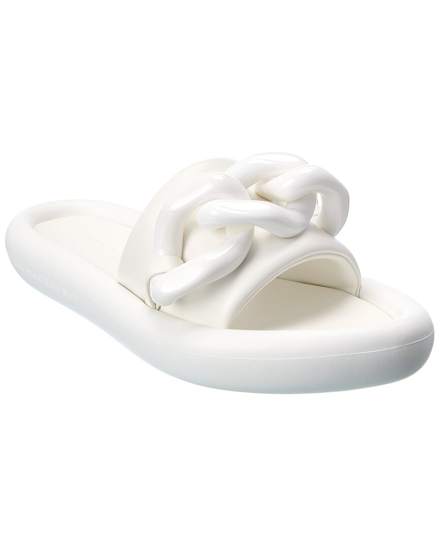 Stella Mccartney Air Slide Chain-trimmed Sandals In White