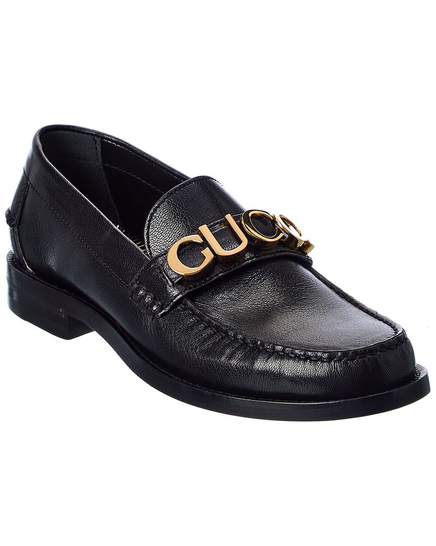 GUCCI LOGO LEATHER LOAFER