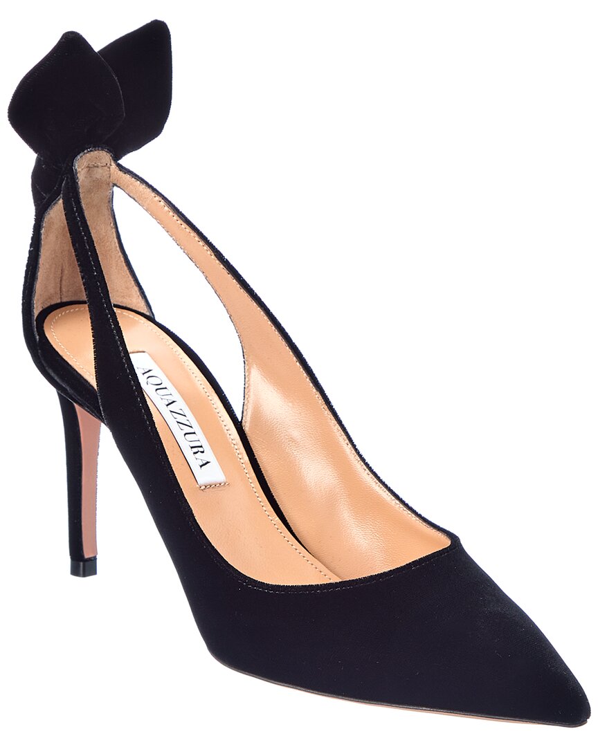 Aquazzura Bow Tie 85 Velvet Pumps In Black
