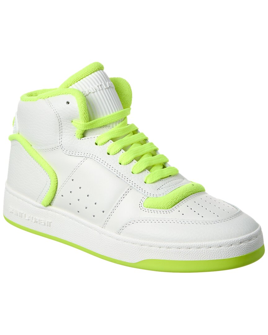 Saint Laurent Sl80 Mid Top Leather Sneaker In White