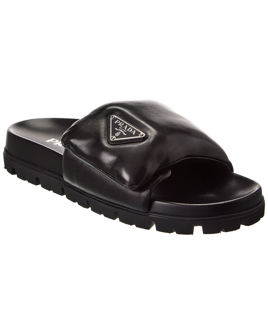 Prada Logo Leather Slide In Black | ModeSens