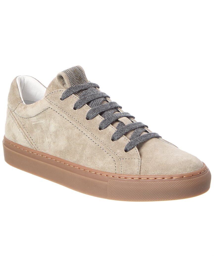 Brunello Cucinelli Suede Sneaker In Brown