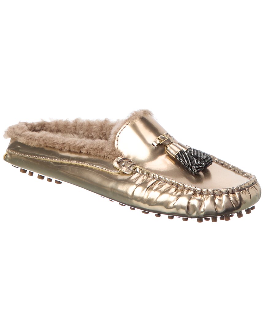 Brunello Cucinelli Leather Mule In Animal Print