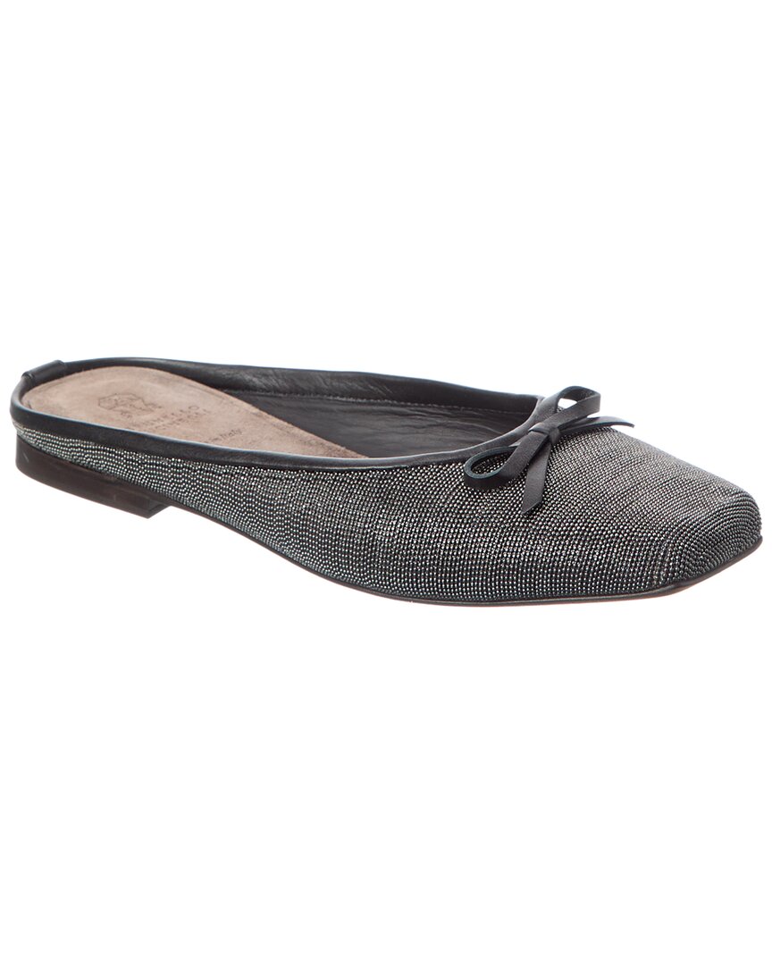 Brunello Cucinelli Leather Mule In Gray