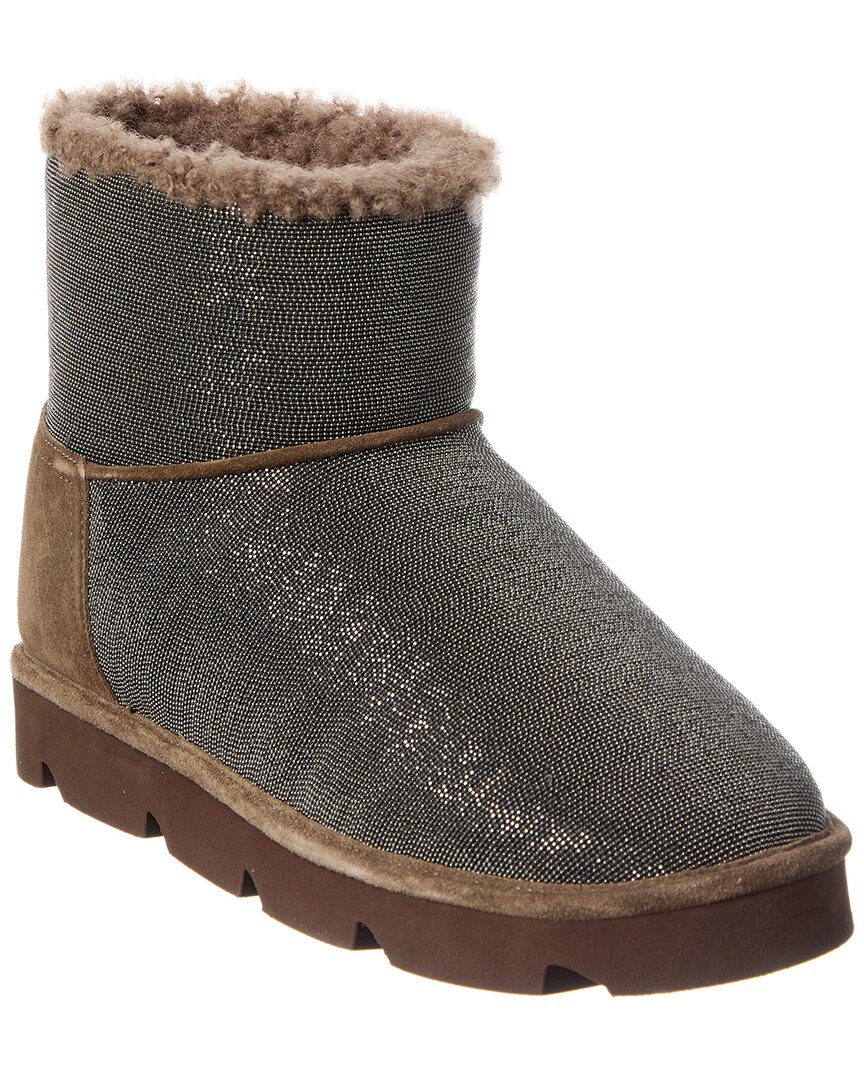 Brunello Cucinelli Leather Boot In Gray