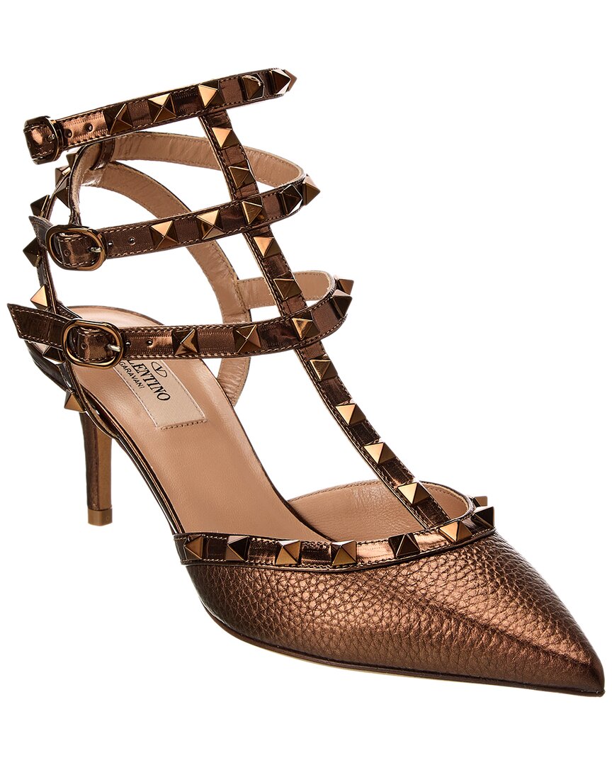 Valentino Garavani Women's Rockstud Metallic Ankle Strap Pump