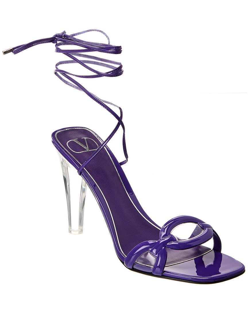 Shop Valentino 100 Patent & Vinyl Sandal In Purple