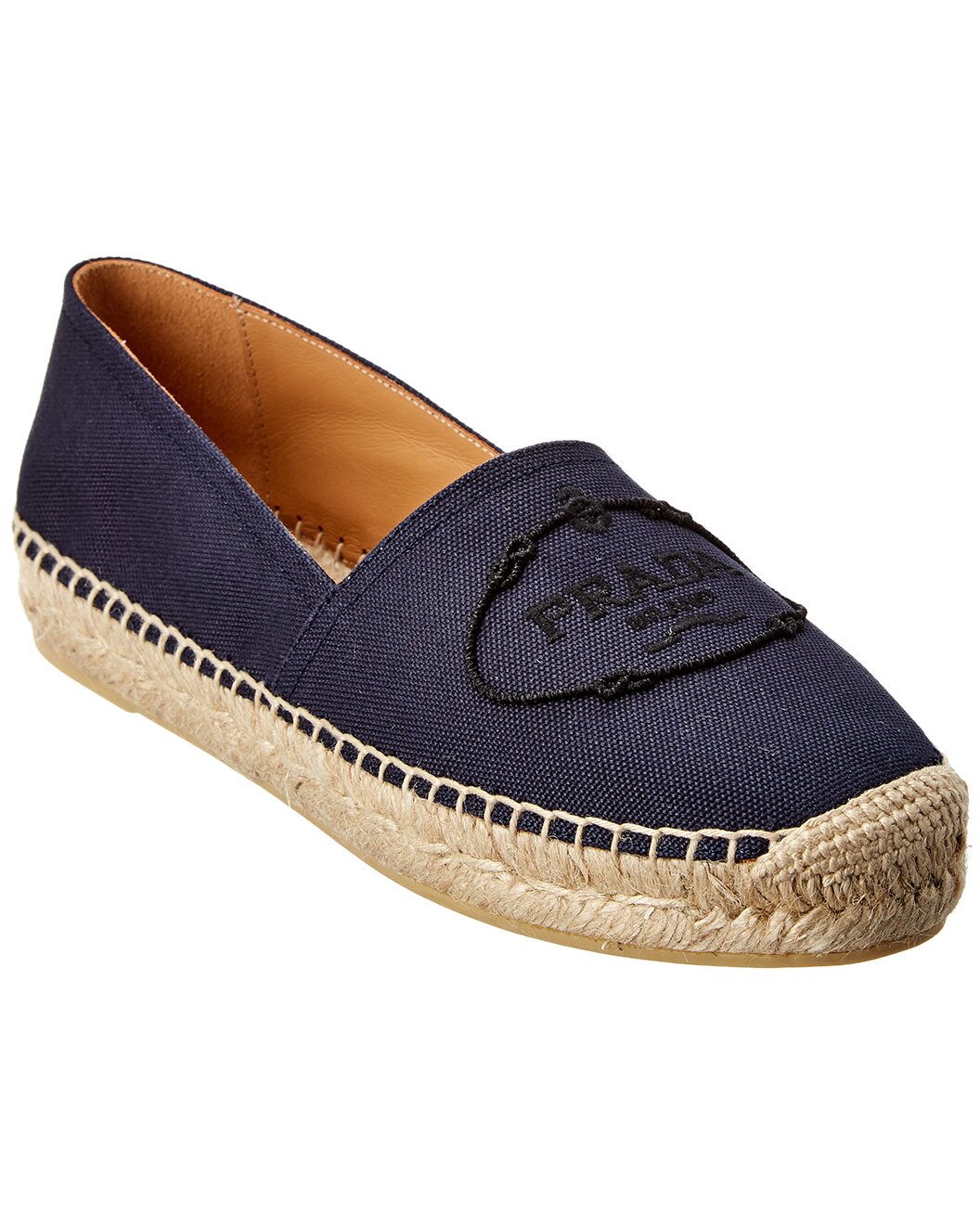Prada Logo Embroidered Hemp Espadrille