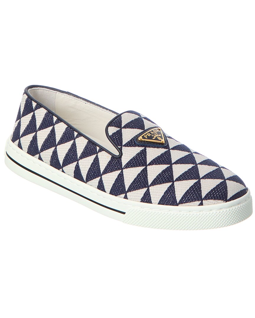 Prada Logo Jacquard & Leather Slip-on Sneaker In Multi