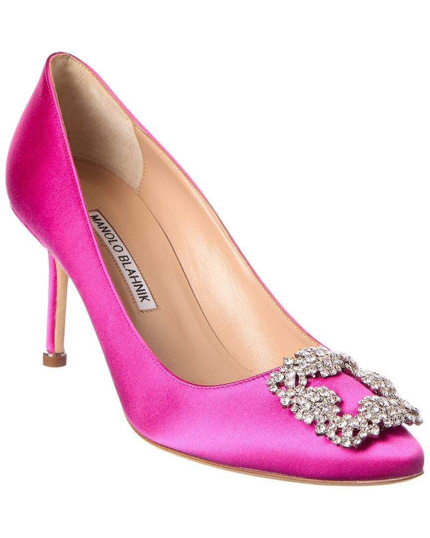 Manolo Blahnik Hangisi 70 Satin Pump In Pink