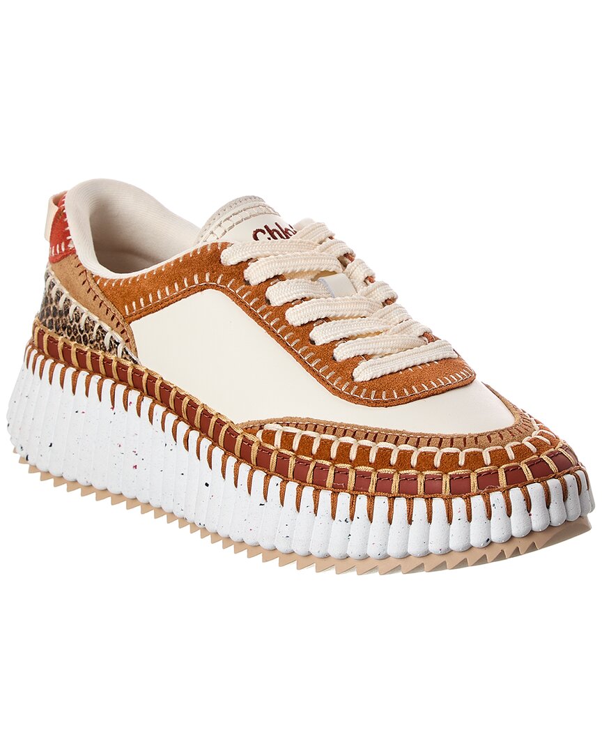 Chloé Nama Leather & Suede Sneaker In Brown