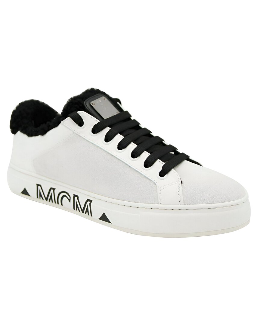 Mcm Milano Suede & Shearling Sneaker In White