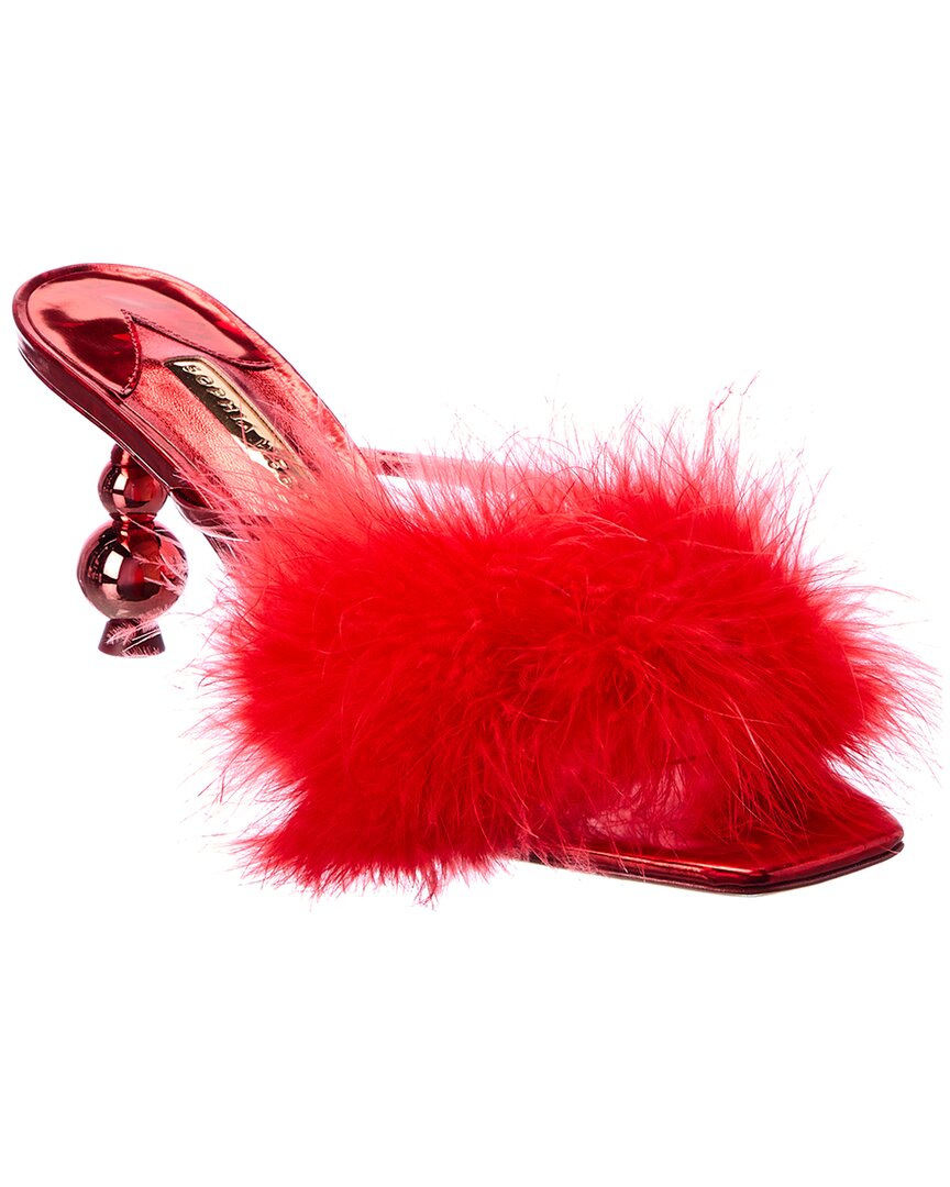 Sophia Webster Delicia Marabou Mid Leather Mule In Red