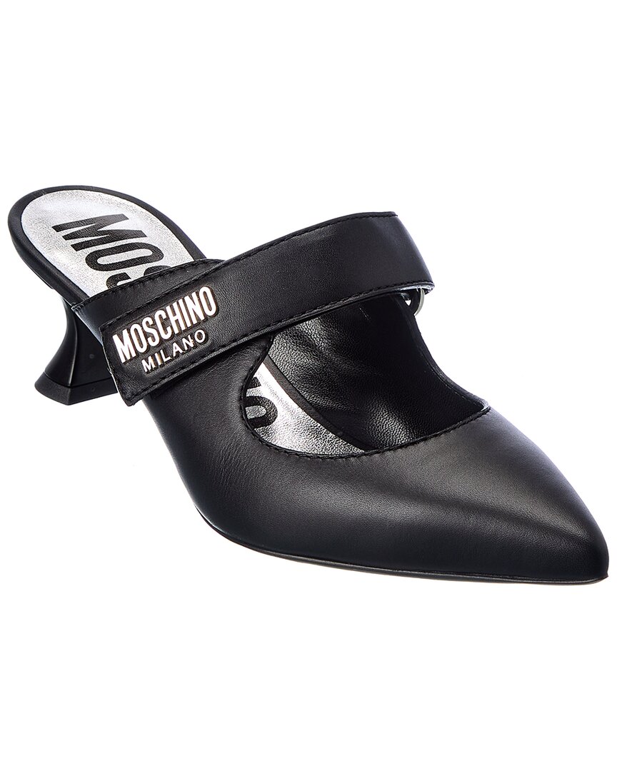 Shop Moschino Logo Leather Pump In Black
