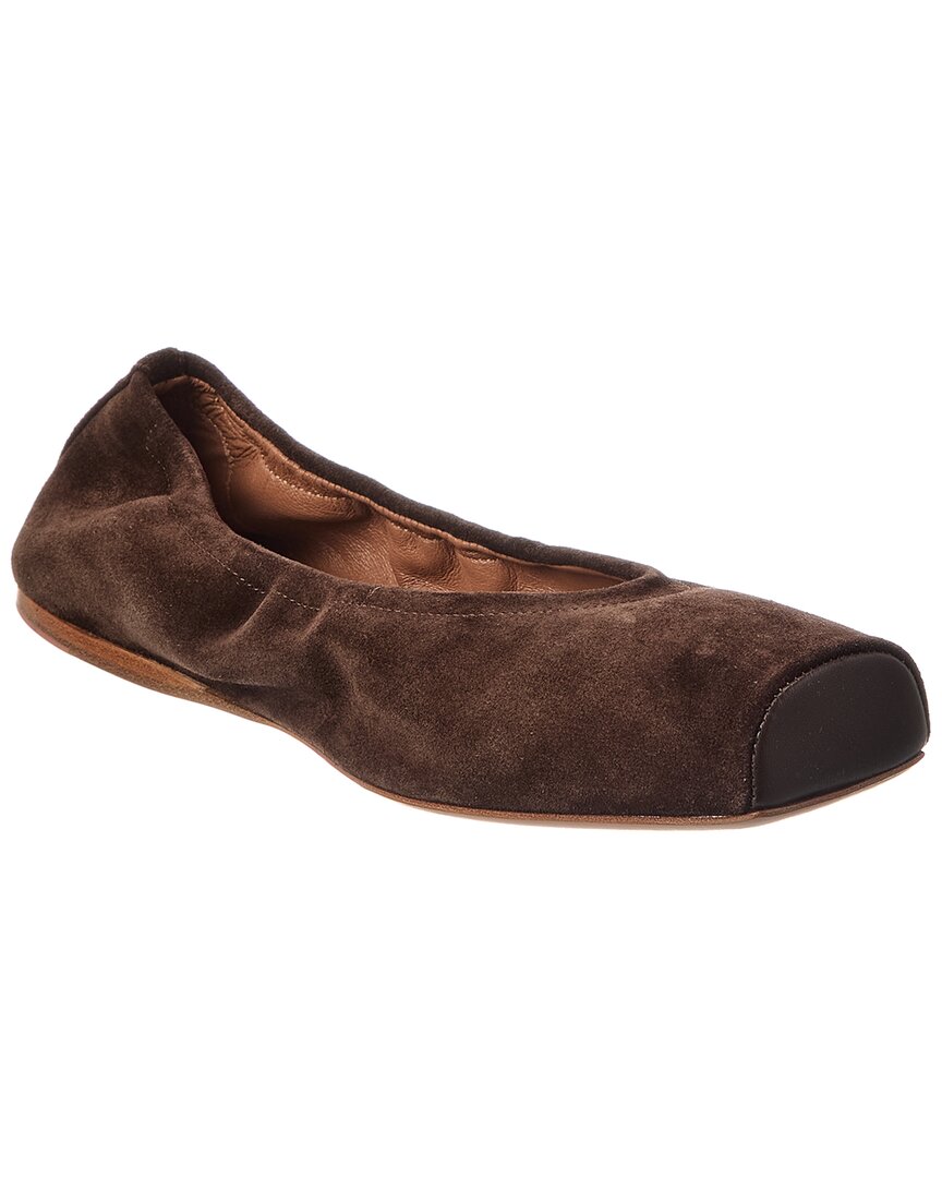 Alaïa Square Suede Ballet Flat In Brown