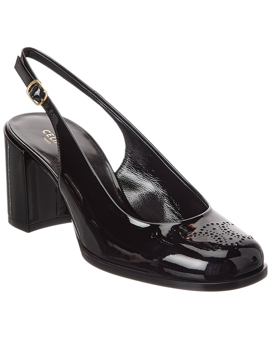 Celine Lily Triomphe Patent Slingback Pump In Black