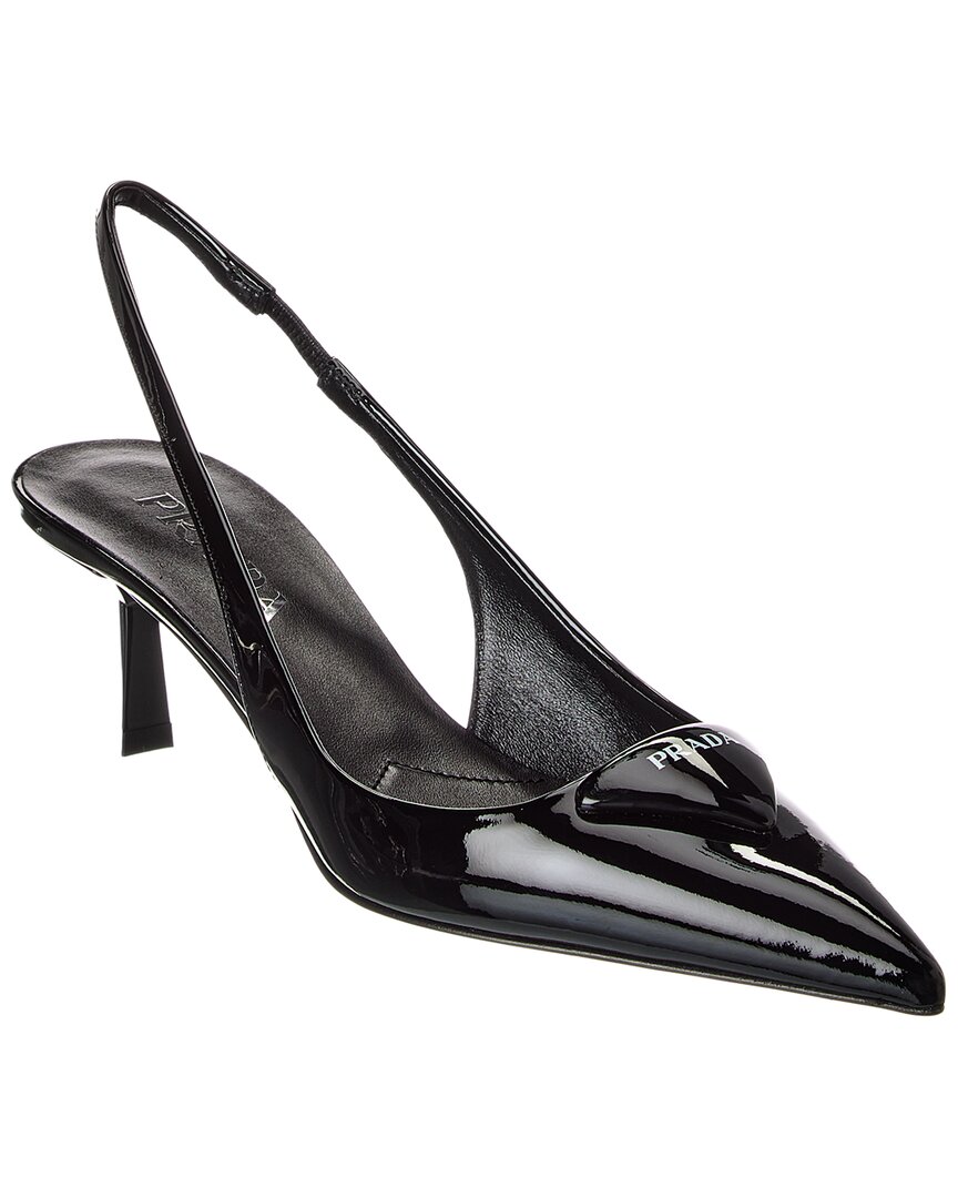 Prada Patent Pointy-toe Slingback Pump In Black