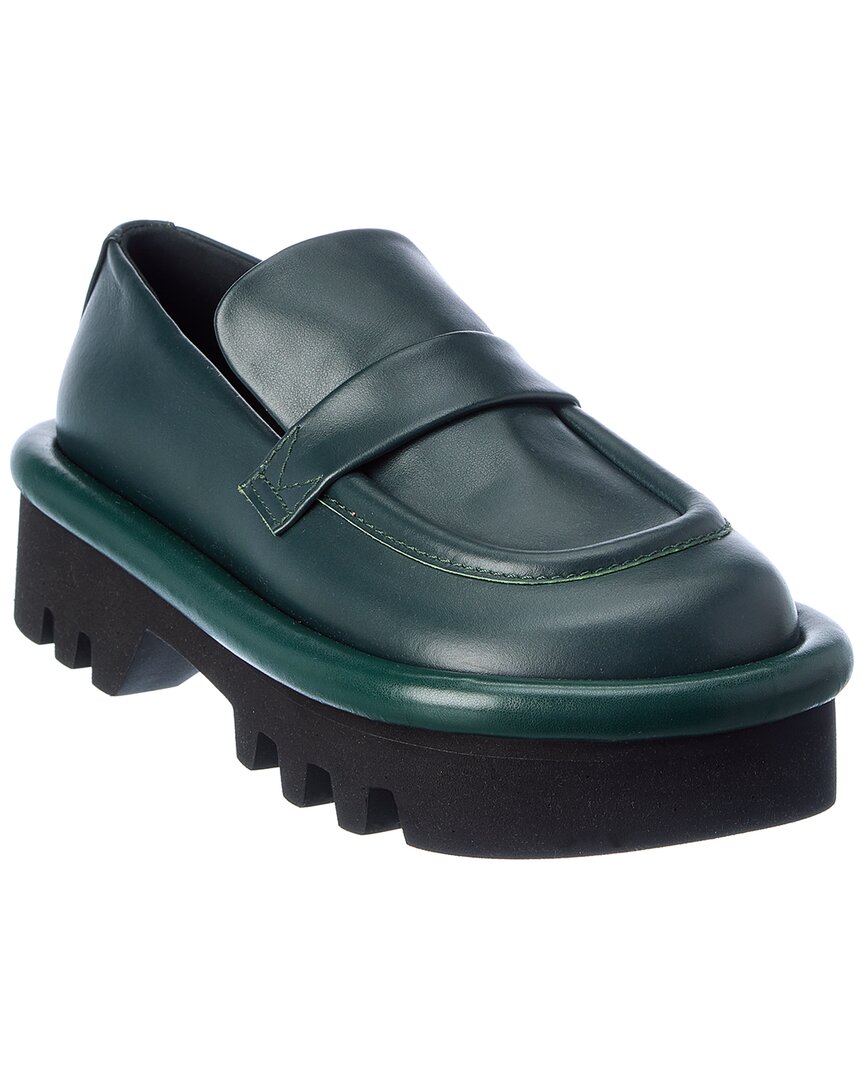 Shop Jw Anderson Bumper Leather Loafer In Green