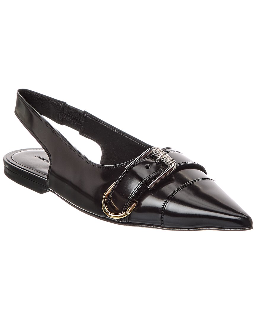Givenchy Voyou Leather Slingback Ballerina Flat In Black
