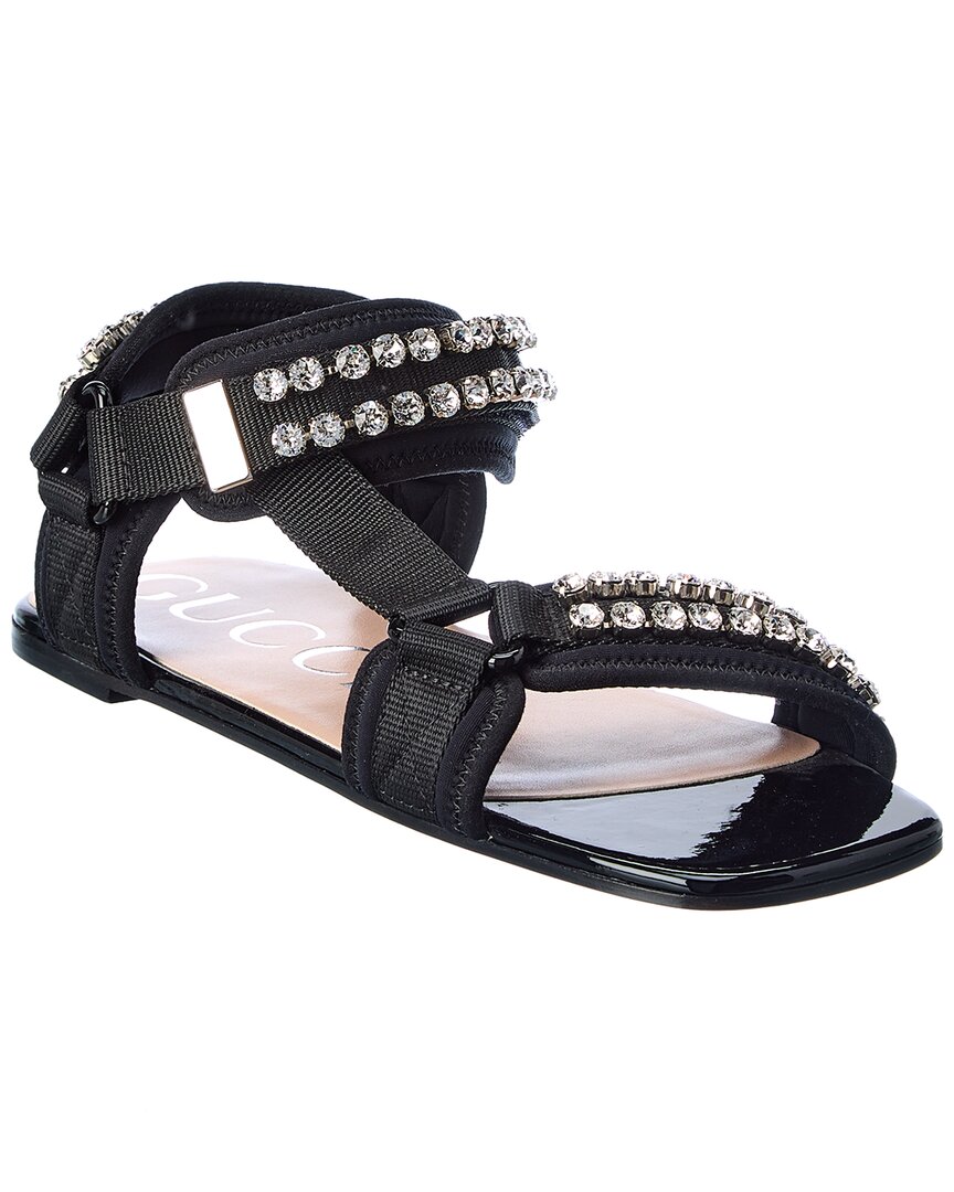 Gucci Neoprene & Patent Sandal In Black | ModeSens