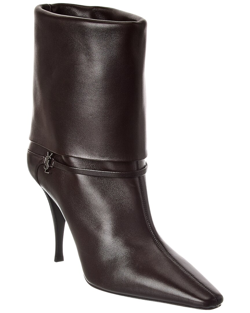 Saint Laurent Vicky 90 Leather Bootie In 2245