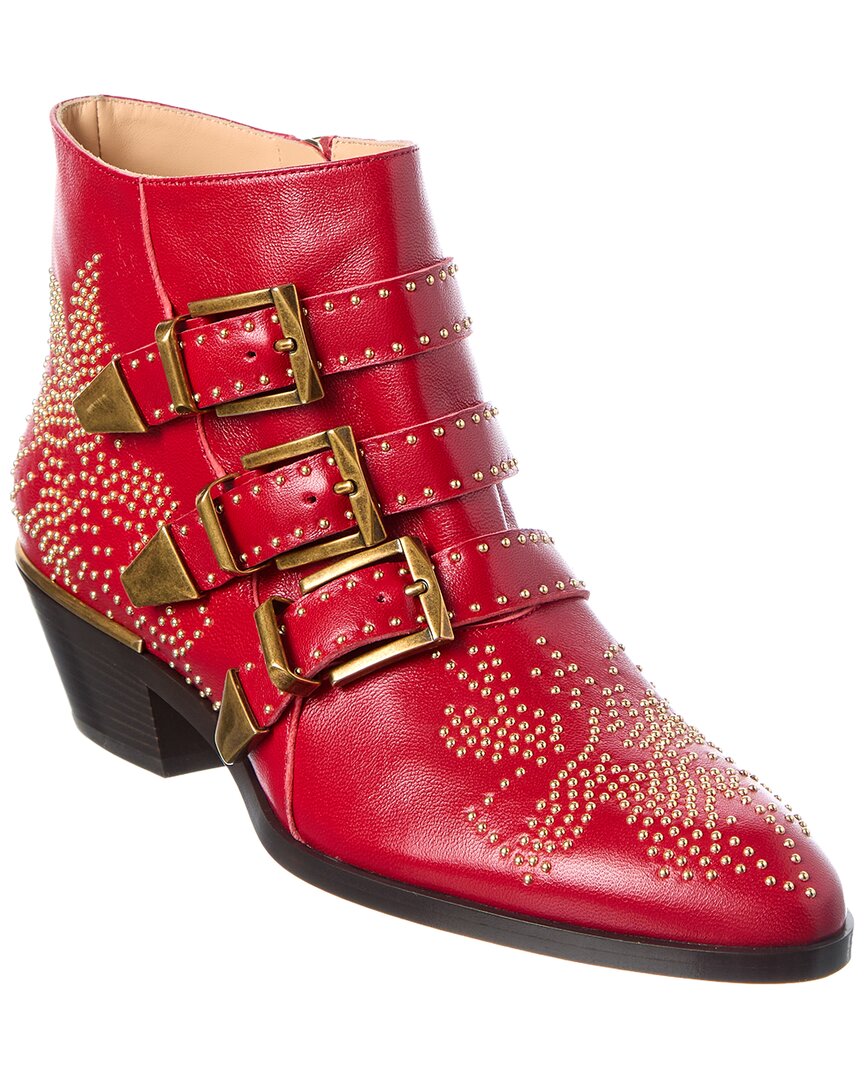 Chloé Susanna Leather Bootie In Red