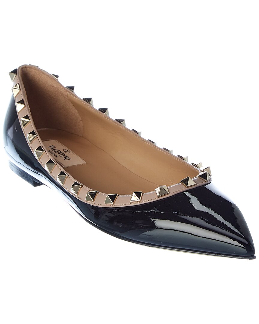 Valentino Garavani Rockstud Patent Leather Ballet Flats In Animal Print