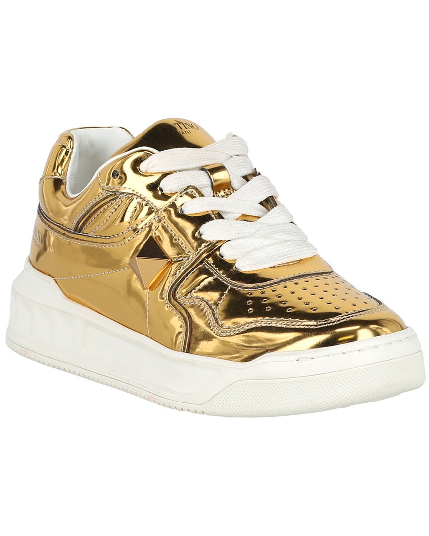 Shop Valentino One Stud Sneaker In Gold