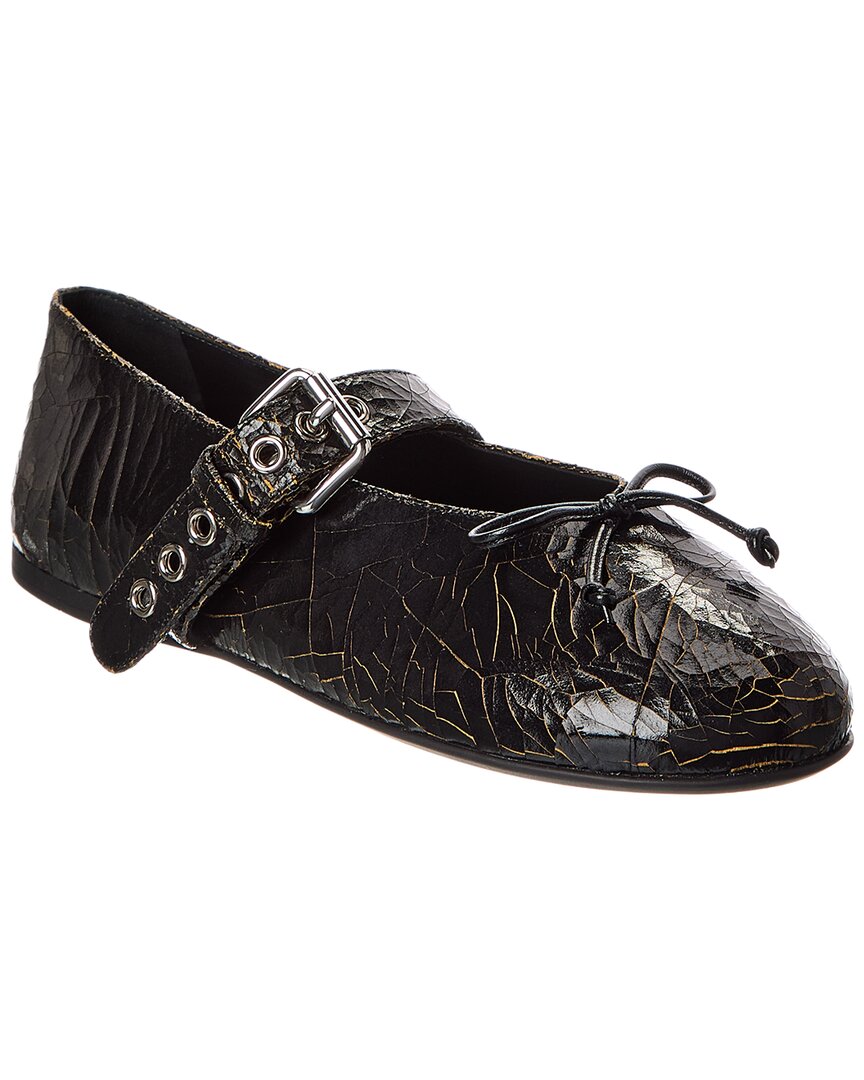 Miu Miu Bow Leather Flat In Black