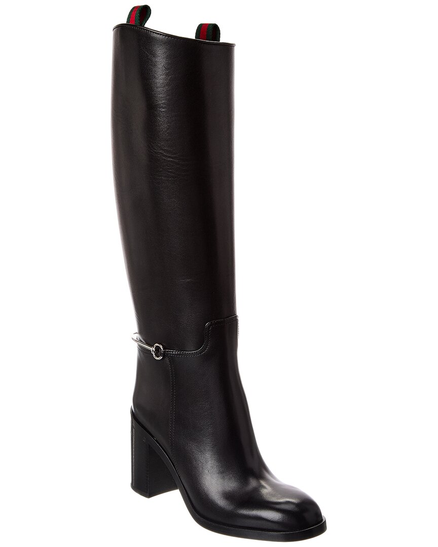 Gucci Horsebit Leather Knee-high Boot In Animal Print