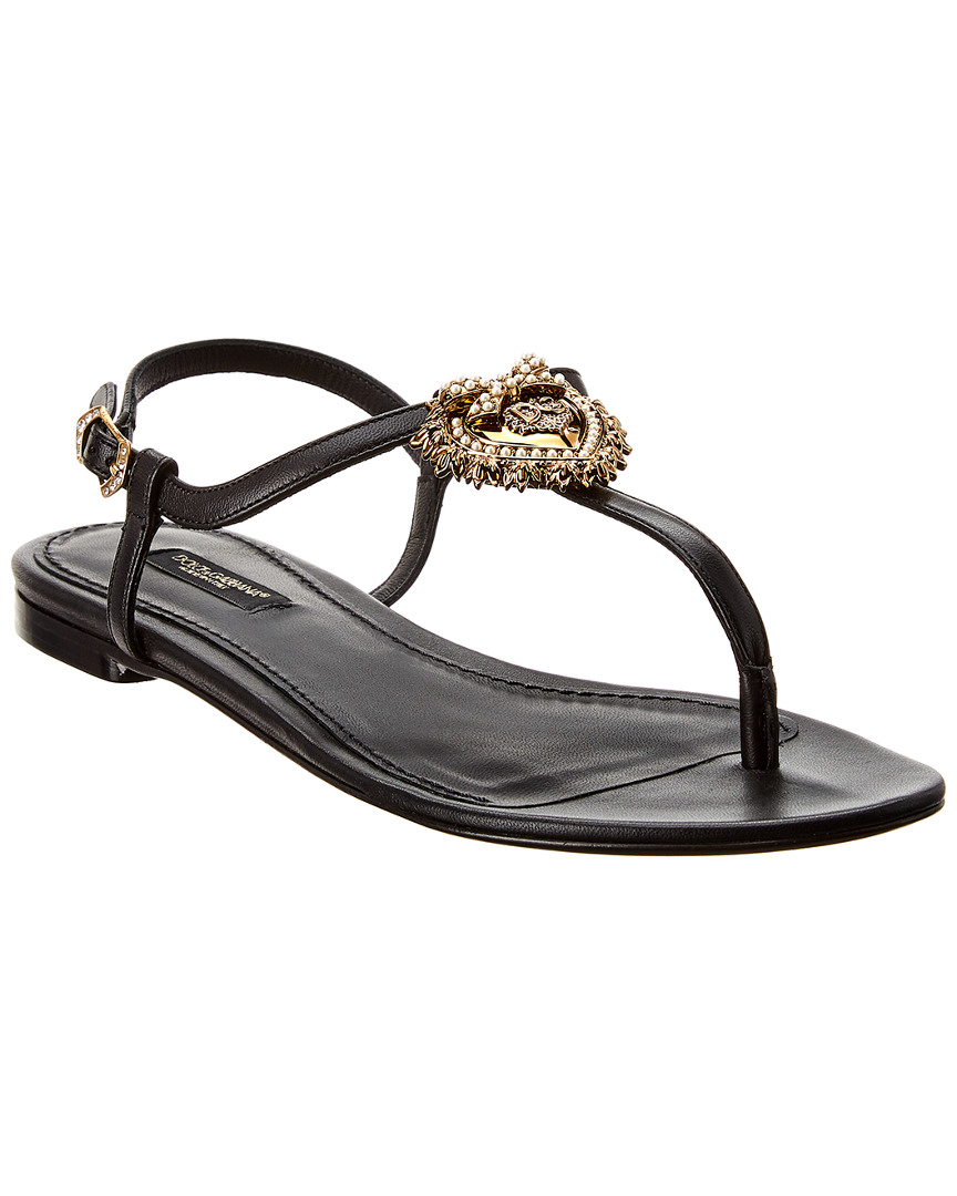 Dolce & Gabbana Black Leather Sandals In Black