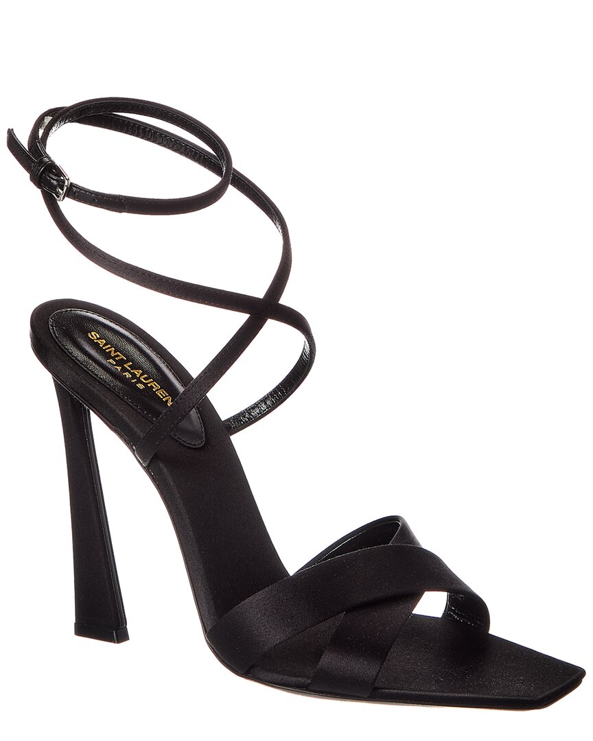 Saint Laurent Corinne 110 Satin Sandal In Black