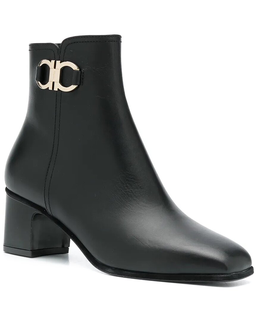 Ferragamo Leather Bootie In Multi