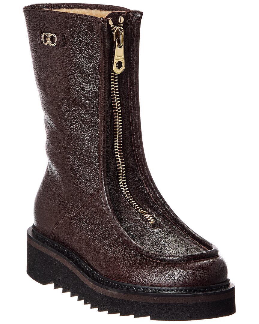 Ferragamo Eurialo Leather Boot In Brown