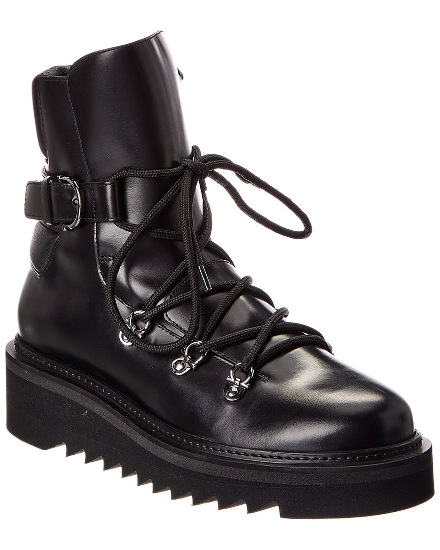Ferragamo Elimo Leather Bootie In Black