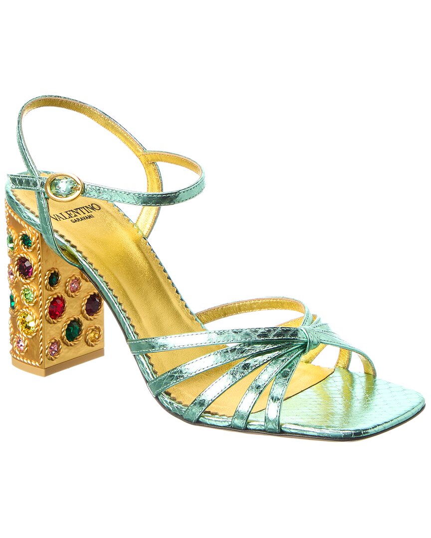 Valentino 90 Leather Sandal In Green