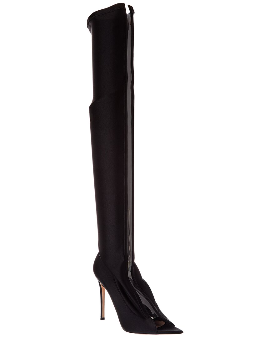 Gianvito Rossi Hiroko Cuissard 105 Lycra & Vinyl Knee-high Boot In Black