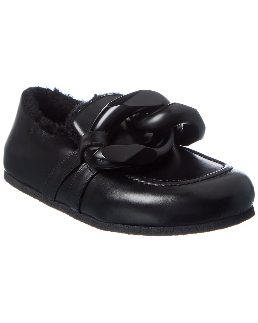 Shop Jw Anderson Chain Leather Loafer In Black