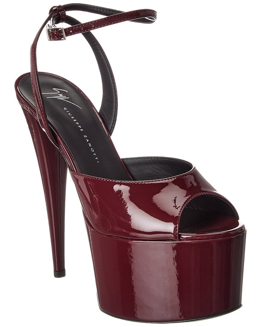 Giuseppe Zanotti Khalifa 90 Patent Platform Sandal In Burgundy