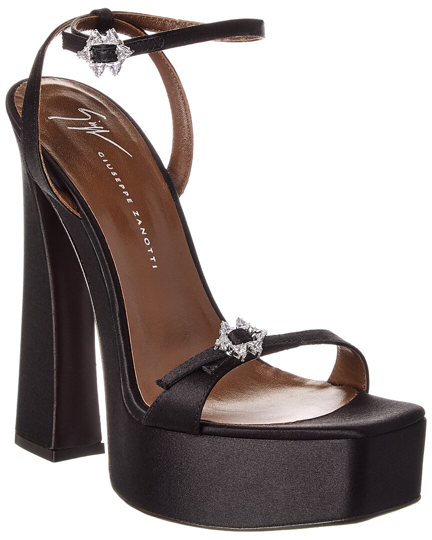 Giuseppe Zanotti Destino 100 Satin Platform Sandal In Black