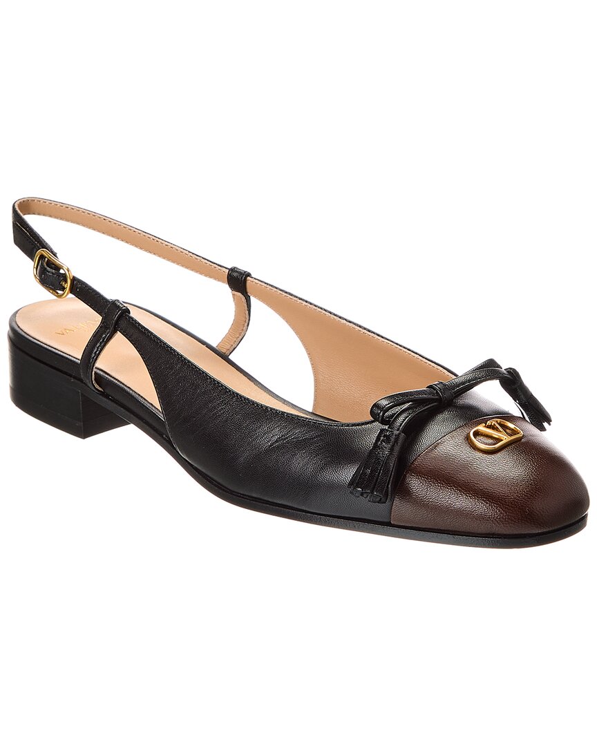 Valentino Valet Du Roi Leather Slingback Ballerina Flat In Black