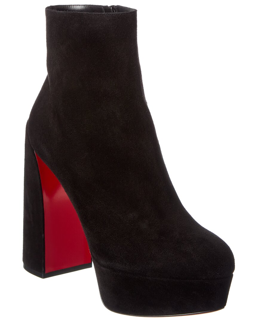 Christian Louboutin Loo Booty 130 Suede Ankle Boots In Black