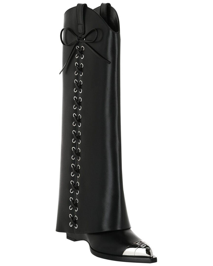 Givenchy Shark Lock Leather Cowboy Boot In Black