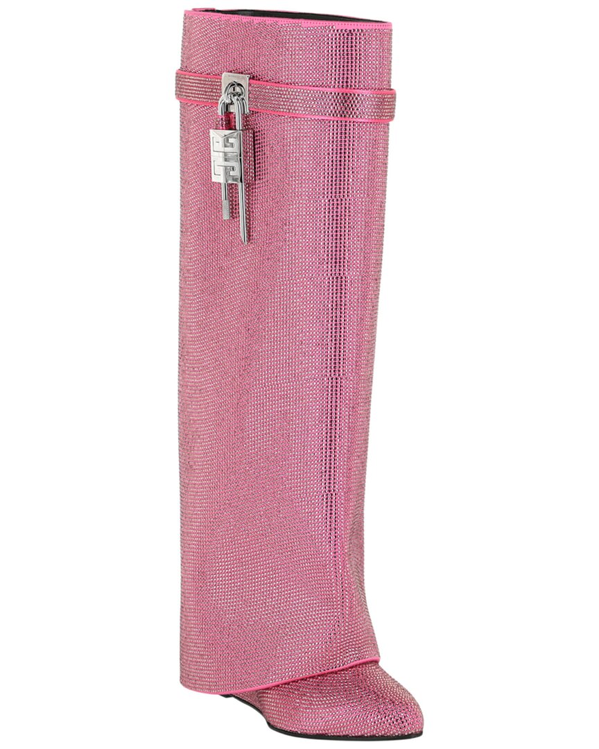 Givenchy Shark Lock Satin Boot In Pink