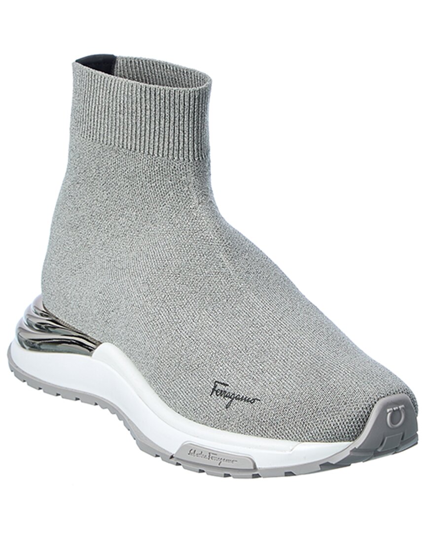 Ferragamo Ninette Knit Sock Sneaker In Gray