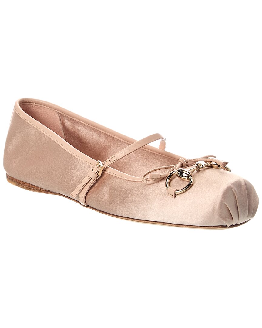 Gucci Horsebit Satin Ballet Flat In Pink