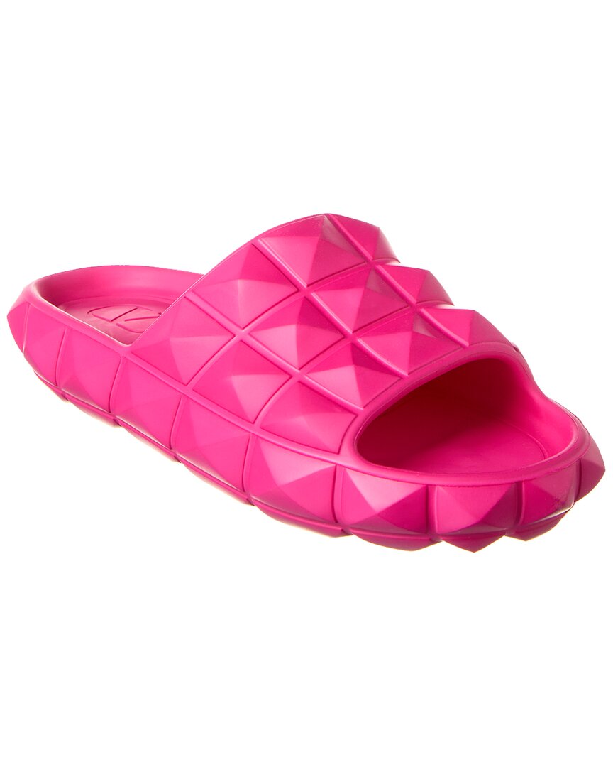 Shop Valentino Roman Stud Turtle Rubber Slide In Pink