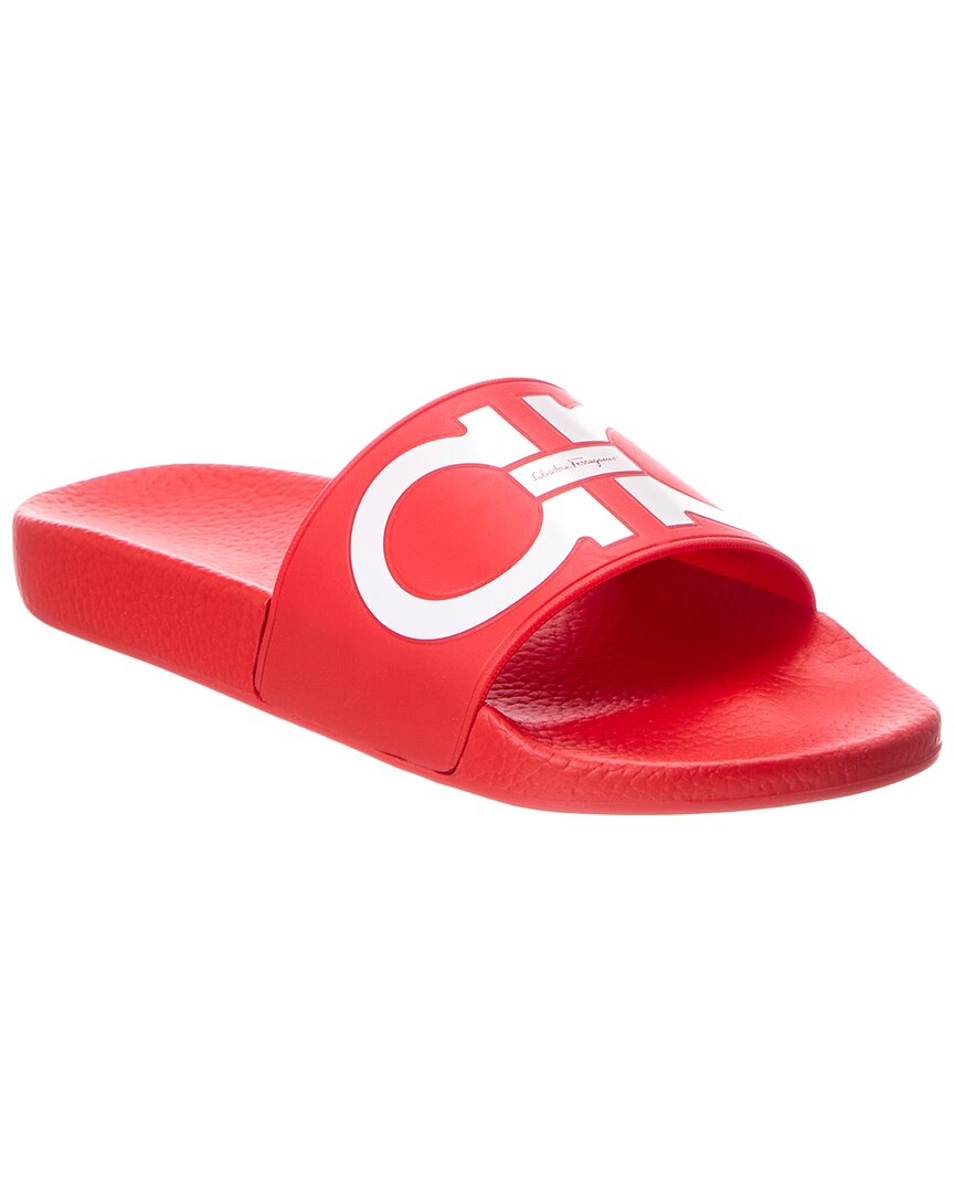 Ferragamo Groovy Rubber Slide In Red