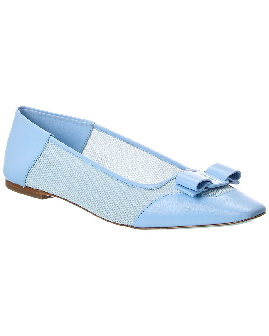 Ferragamo Mesh & Leather Flat In Multi